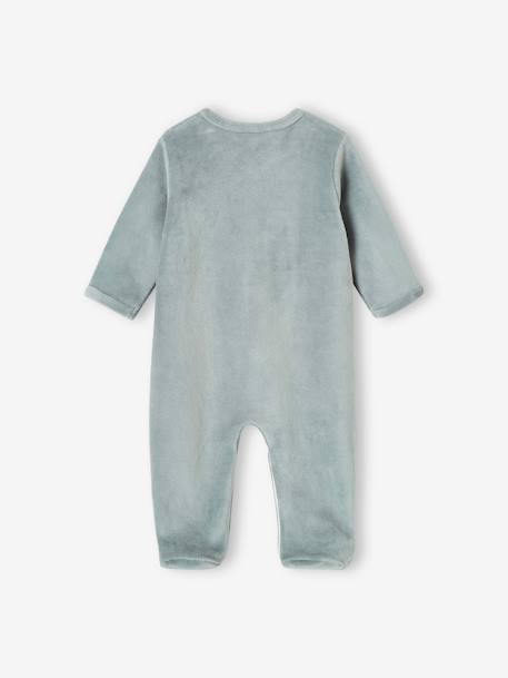 Pack of 3 Velour Sleepsuits, Special Opening for Newborns, for Babies aqua green+dusky pink+golden yellow 