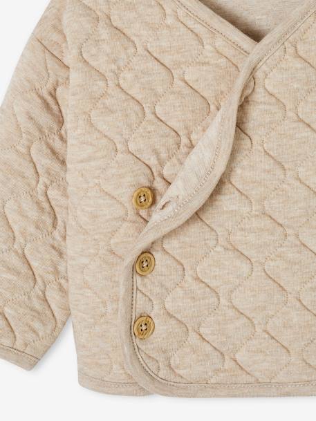 Wrap-Over Cardigan with Front Opening for Newborn Babies marl beige 