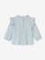 Frilly Blouse in Slub Fabric for Babies BEIGE LIGHT SOLID+sky blue 