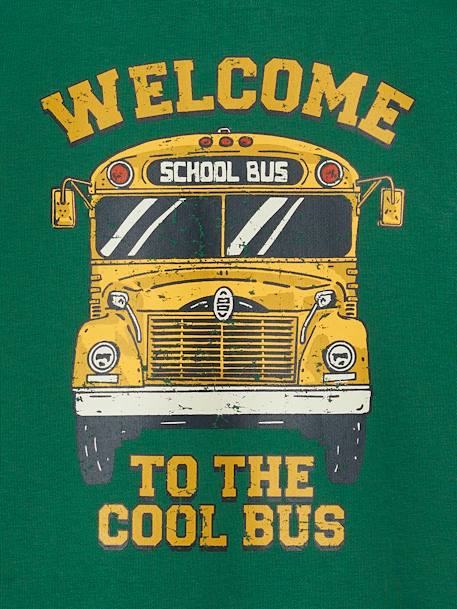 Sweatshirt with Large School Bus Motif on the Back for Boys green 