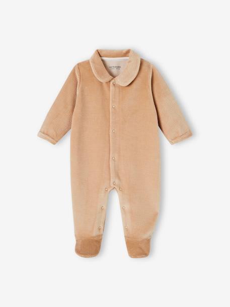 Pack of 2 Corduroy Sleepsuits with Front Opening for Babies beige 