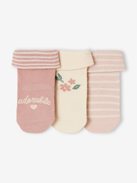 Pack of 2 Pairs of 'adorable' Socks for Baby Girls dusky pink 