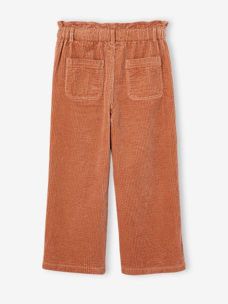 Wide Corduroy Paperbag Trousers for Girls cinnamon+fir green+mauve 