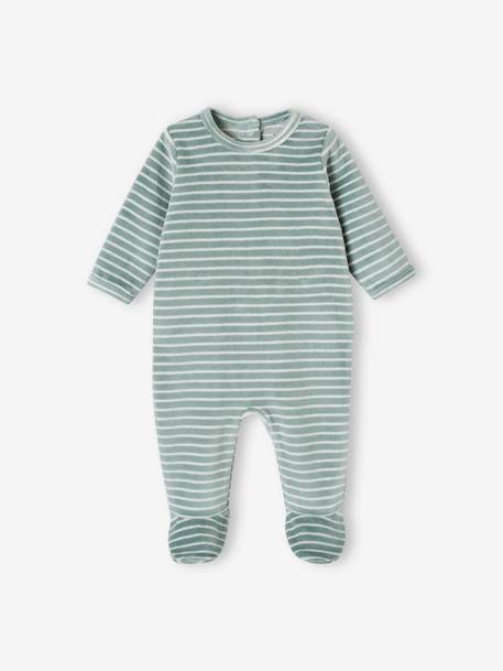 Pack of 3 Sleepsuits in Velour for Babies, BASICS camel+cappuccino+rosy 