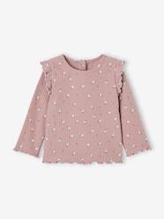 Baby-T-shirts & Roll Neck T-Shirts-T-Shirts-Rib Knit T-Shirt with Ruffled Sleeves for Baby Girls