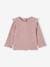 Rib Knit T-Shirt with Ruffled Sleeves for Baby Girls ecru+mauve 