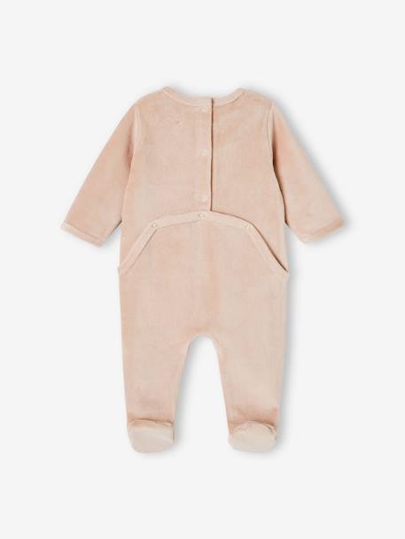 Pack of 3 Sleepsuits in Velour for Babies, BASICS camel+cappuccino+rosy 