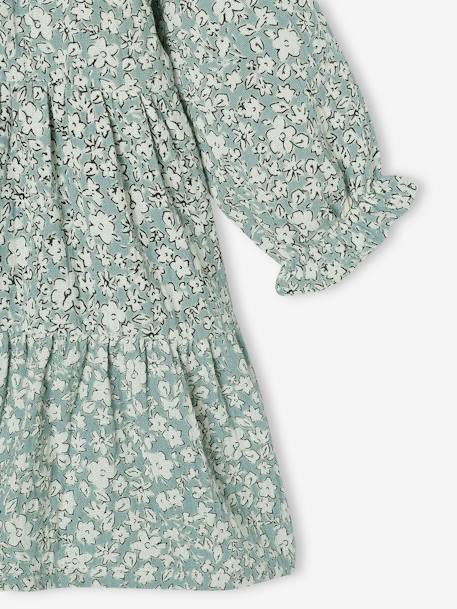 Ruffled Dress in Cotton Gauze, for Girls old rose+sage green 