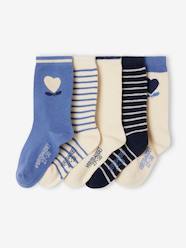 -Pack of 5 Pairs of Heart Socks for Girls