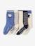 Pack of 5 Pairs of Heart Socks for Girls beige+chambray blue 