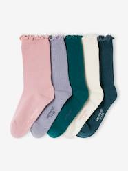 -Pack of 5 Pairs of Rib Knit Socks for Girls