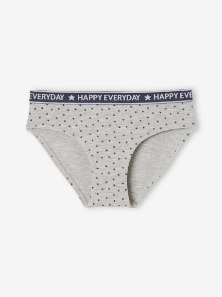 Pack of 5 'Happy everyday' Briefs for Girls marl grey 