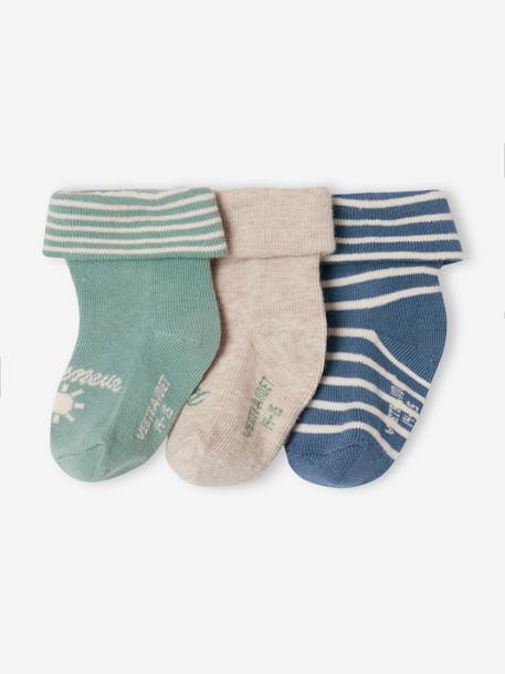 Pack of 3 Pairs of 'petit rêveur' Socks for Baby Boys denim blue 