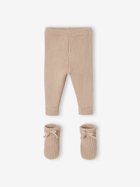 Knitted Trousers + Booties Ensemble for Babies beige 