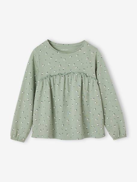 Printed Top for Girls BLUE DARK ALL OVER PRINTED+grey green+rosy 