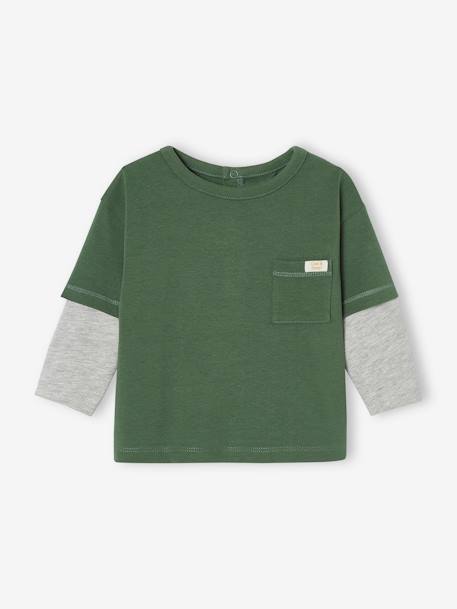 Long Sleeve Top with Layered Look, for Babies fir green 