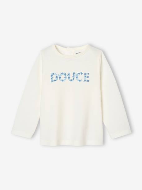 Top with Floral 'Douce' Inscription, for Babies ecru 