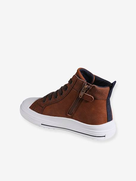 High-Top Trainers with Laces & Zips, for Children brown 