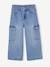 Wide Leg Cargo Jeans for Girls deep blue+medium blue 