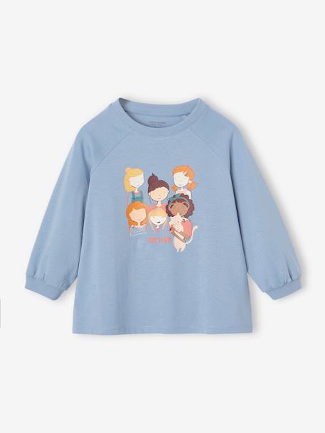 3/4 Sleeve Top for Girls, 'Girl's Gang' sky blue 