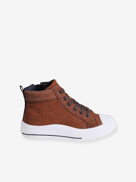 High-Top Trainers with Laces & Zips, for Children brown 