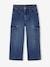 Wide Leg Cargo Jeans for Girls deep blue+medium blue 