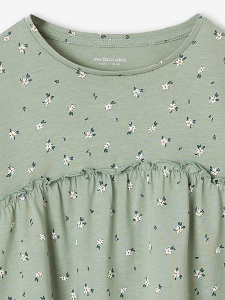 Printed Top for Girls grey green+rosy 