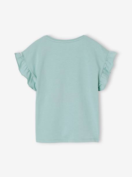 T-shirt with Reversible Sequins for Girls ecru+sky blue 