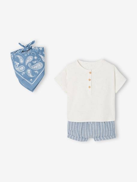 Shirt + Shorts + Bandana Ensemble for Babies blue 