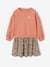 Dual Fabric Dress for Girls coral+green 