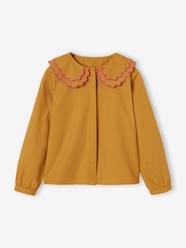 Girls-Embroidered Shirt with Oversized Double Collar, for Girls