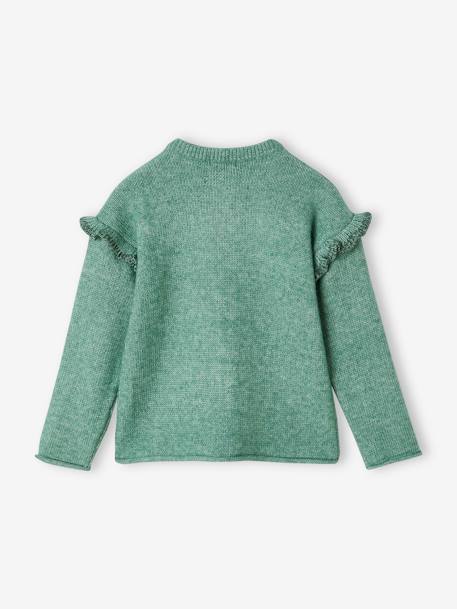 Cardigan with Fancy Ruffle on Sleeves for Girls green+rose 