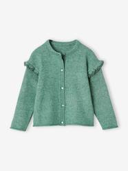 Girls-Cardigans, Jumpers & Sweatshirts-Cardigan with Fancy Ruffle on Sleeves for Girls