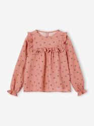 -Ruffled Blouse in Cotton Gauze, for Girls