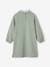 Dress in Fleece, Broderie Anglaise Collar, for Girls blush+grey green 