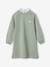 Dress in Fleece, Broderie Anglaise Collar, for Girls blush+grey green 