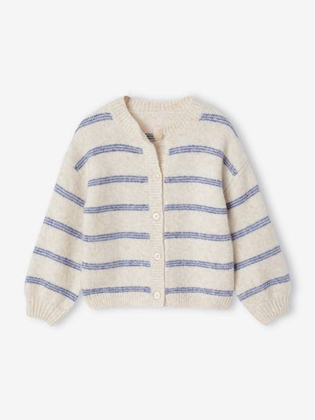 Soft Knit Cardigan for Girls marl pink+vanilla 