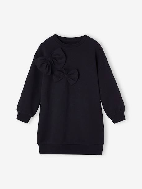 Fleece Dress with Fancy Bows for Girls black 