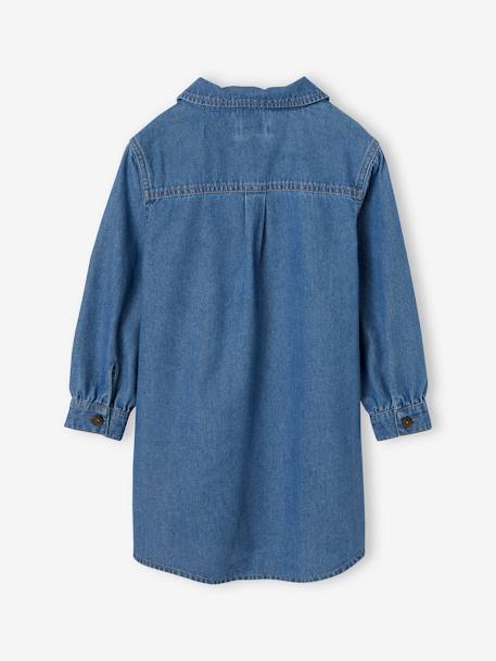 Shirt Dress in Denim, Button Fastening, for Girls medium blue 