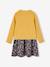 Dress & Jacket Outfit with Floral Print for Girls emerald green+mustard+rose 