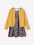 Dress & Jacket Outfit with Floral Print for Girls emerald green+mustard+rose 