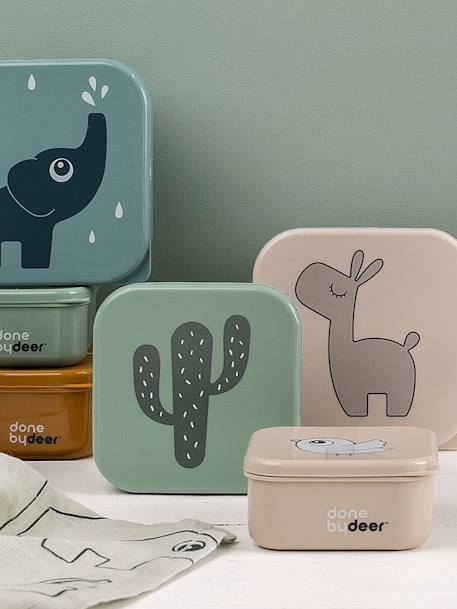 Set of 3 Boxes, Deer Friends by DONE BY DEER blue+green+nude pink+sandy beige 
