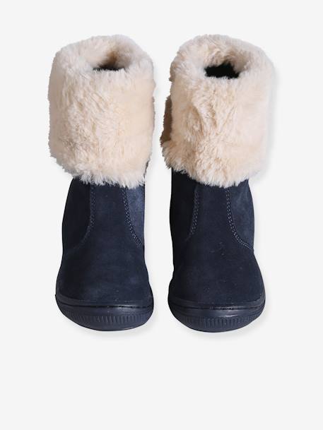 Knee High Boots with Faux Fur, for Girls navy blue 