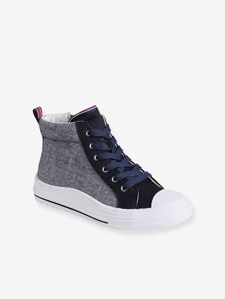 High-Top Leather Trainers for Boys set blue 