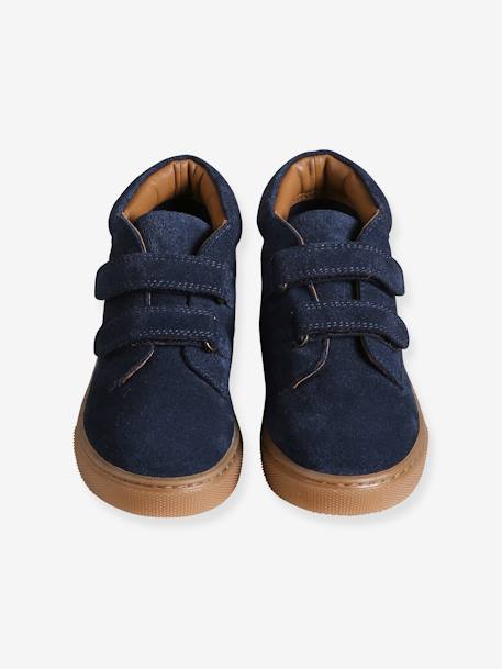 Hook-&-Loop Trainers in Leather for Boys brown+navy blue 