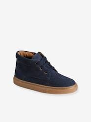 -High-Top Leather Trainers with Laces, for Boys