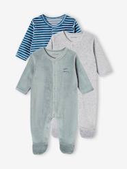 Pack of 3 Velour Sleepsuits, Special Opening for Newborns, for Babies