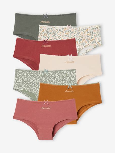 Pack of 7 'Adorable' Shorties for Girls rose 