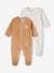 Pack of 2 Velour Sleepsuits with Front Opening for Babies cappuccino+pale blue+rose 