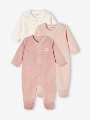 Baby-Pack of 3 Velour Sleepsuits, Special Opening for Newborns, for Babies